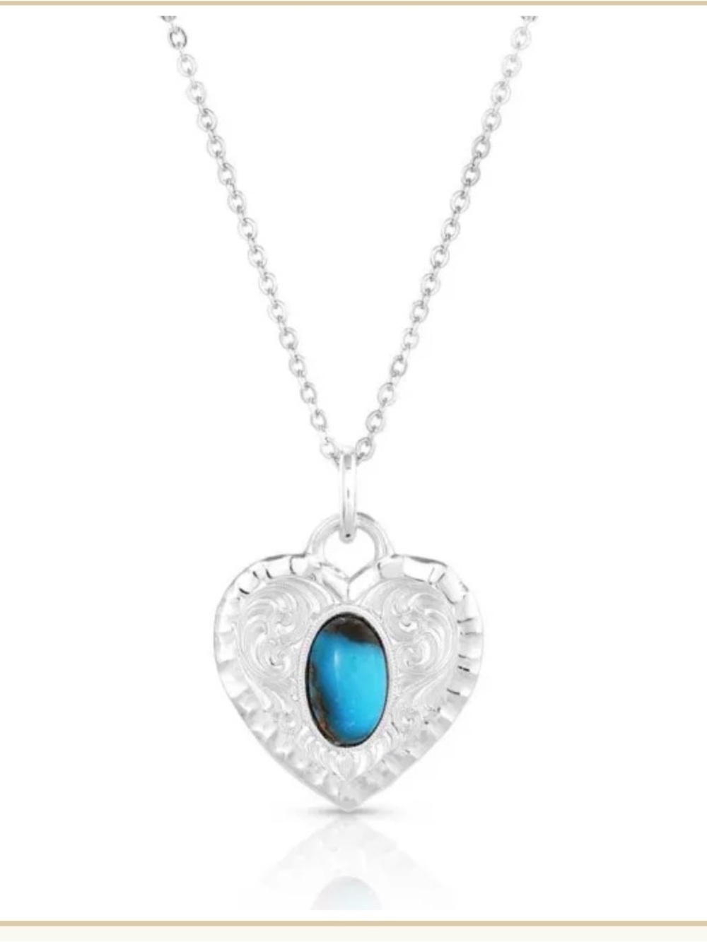 Montana Silversmiths, Ladies Chiseled Heart Turquoise Necklace